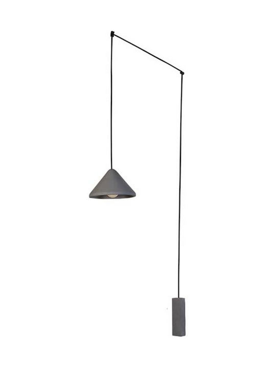 Zambelis Lights Μοντέρνο Φωτιστικό Τοίχου με Ντουί E27 σε Γκρι Χρώμα Πλάτους 22cm 1914